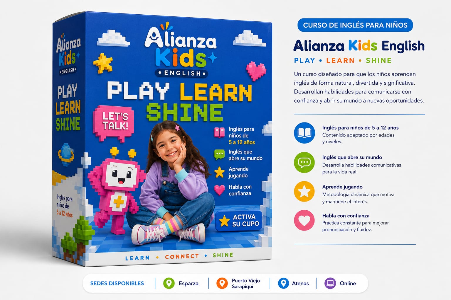 Mockup de caja Alianza Kids English