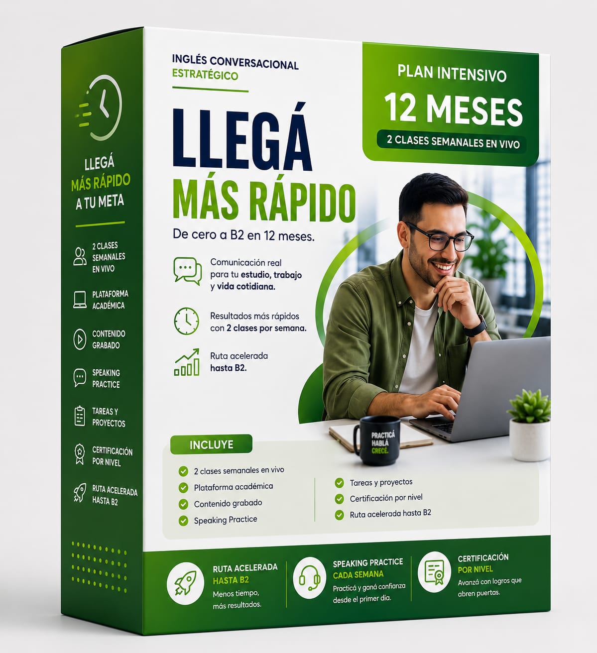 Box del plan intensivo de Inglés Conversacional Estratégico de 12 meses